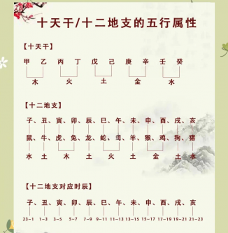 八字中的天干地支代表什么？五行属性详解